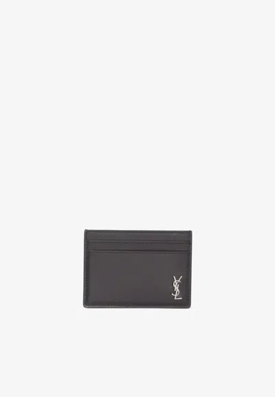 Saint Laurent Small Tiny Cassandre Cardholder In Brown