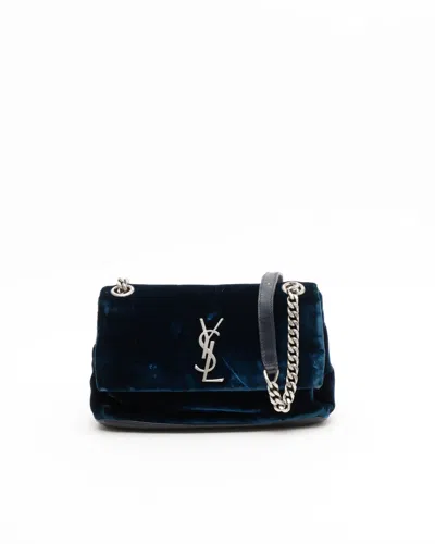 Saint Laurent Small Velvet West Hollywood Bag In Blue