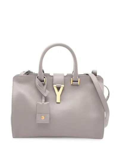 Pre-owned Saint Laurent Small Y Cabas Tote Bag In Gray