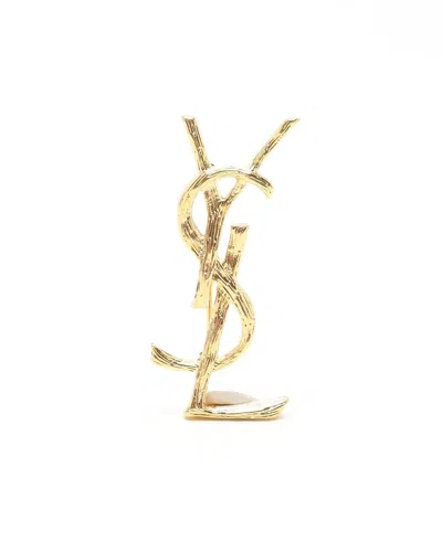 Saint Laurent Small Ysl Cassandra Brooch In Gold