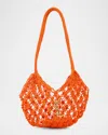 Saint Laurent Small Ysl Crochet Shopper Tote Bag In Black