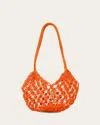 Saint Laurent Small Ysl Crochet Shopper Tote Bag In Orange