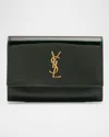 Saint Laurent Small Ysl Envelope Wallet In Patent Leather In 3856 Fir Leaf