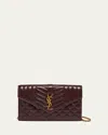 Saint Laurent Small Ysl Envelope Wallet On Chain In Triquilt Leather In Wine