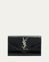Saint Laurent Small Ysl Flap Wallet In Python-embossed Leather In Black
