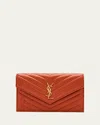Saint Laurent Small Ysl Wallet On Chain In Grain Leather
