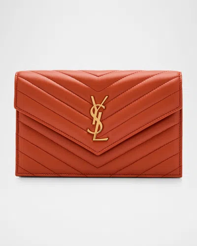 SAINT LAURENT SMALL YSL WALLET ON CHAIN IN GRAIN LEATHER
