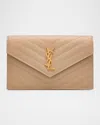 Saint Laurent Ysl Monogram Large Wallet On Chain In Smooth Leather In Neutral