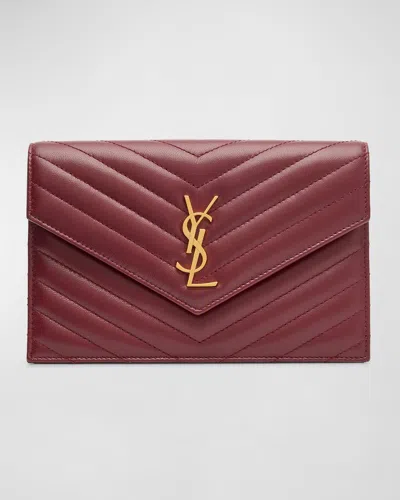 Saint Laurent Small Ysl Wallet On Chain In Quilted Leather