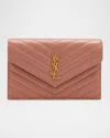 Saint Laurent Small Ysl Wallet On Chain In Quilted Leather In Hortensia