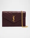 Saint Laurent Small Ysl Wallet On Chain In Quilted Leather In Orange