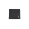 Saint Laurent Logo-plaque Leather Bi-fold Wallet In Black