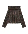 Saint Laurent Smocked Blouse In Lurex Paisley Silk