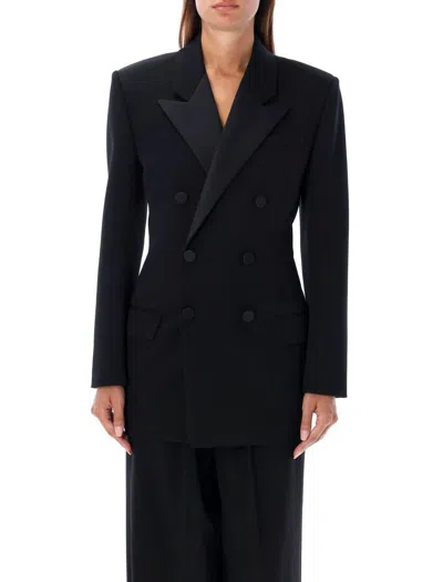 Saint Laurent Smocking Jacket In Black