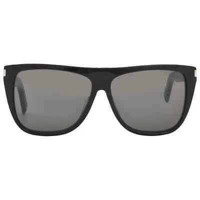 Pre-owned Saint Laurent Smoke Grey Rectangular Unisex Sunglasses Sl 1 002 59 In Gray
