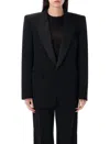 Saint Laurent Grain De Poudre Tuxedo Jacket In Blue