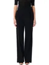 Saint Laurent Pleated Wide Leg Trousers With Pockets In Black