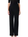Saint Laurent Pleated Wide Leg Trousers With Pockets In Black