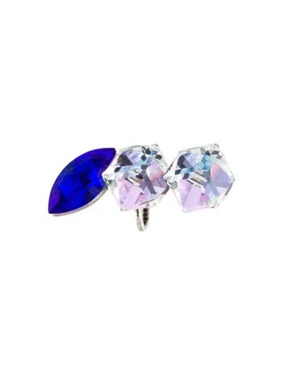 Pre-owned Saint Laurent Smoking Triple Crystal Cube Clip-on Earring In Blue
