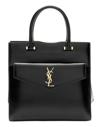 Pre-owned Saint Laurent Smooth Calfskin Monogram Uptown Small Satchel (authentic Pre-loved)