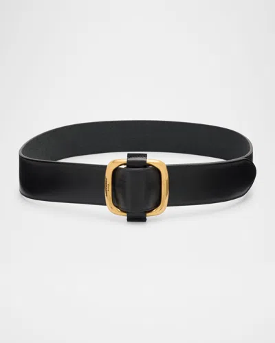 Saint Laurent Smooth Leather Belt With Oval Buckle