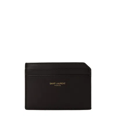 Saint Laurent Smooth Leather Card Holder In Black