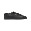 Saint Laurent Leather Sneakers With Almond Toe And Perforated Style In Black