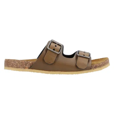 Saint Laurent Smooth Leather "jimmy" Flat Sandals In Brown