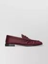 Saint Laurent Smooth Leather Loafer Featuring Ruched Detailing In Burgundy