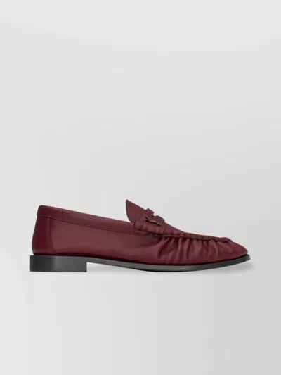 SAINT LAURENT SMOOTH LEATHER LOAFER FEATURING RUCHED DETAILING