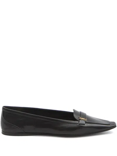 Saint Laurent Smooth Leather Poppy Ballerinas Shoes In Black