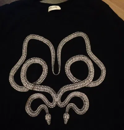Pre-owned Saint Laurent Snake Print Cotton Jersey T-shirt Tee Black Size Med Hedi Slimane