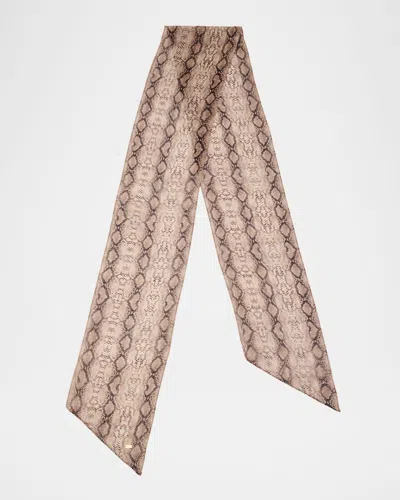Saint Laurent Snake-print Silk Scarf In Neutral