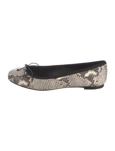 Pre-owned Saint Laurent Snakeskin Animal Print Ballet Flats In Neutral
