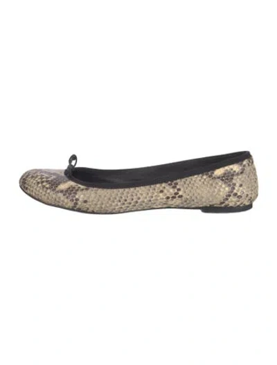 Pre-owned Saint Laurent Snakeskin Animal Print Ballet Flats In Neutrals