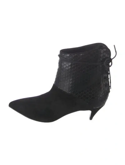 Pre-owned Saint Laurent Snakeskin Animal Print Boots In Black