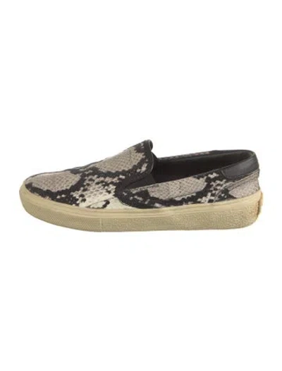 Pre-owned Saint Laurent Snakeskin Animal Print Sneakers In Neutral