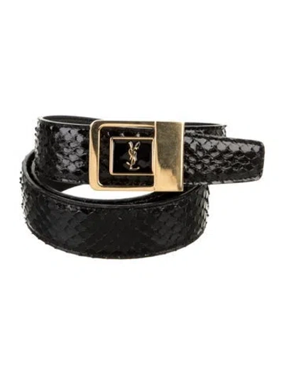 Pre-owned Saint Laurent Snakeskin Belt In Black