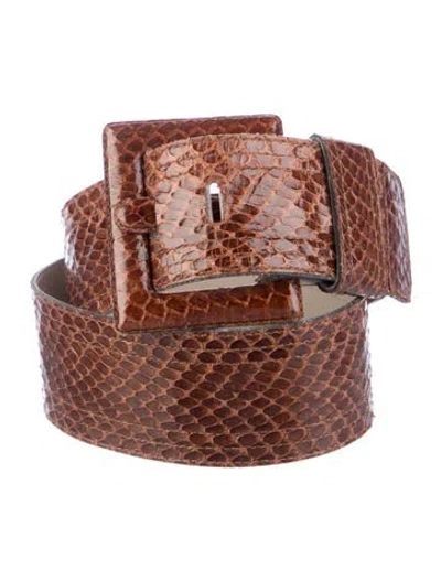 Pre-owned Saint Laurent Snakeskin Belt In Brown