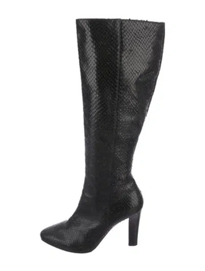 Pre-owned Saint Laurent Snakeskin Boots In Black