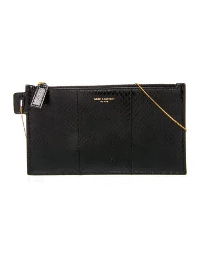 Pre-owned Saint Laurent Snakeskin Clutch In Black