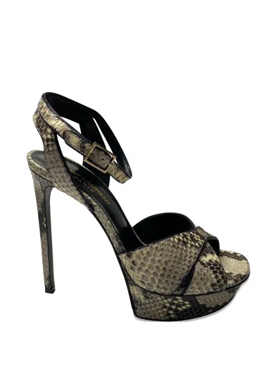 Pre-owned Saint Laurent Snakeskin-effect Sandals In Neutral