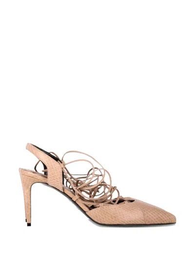 Pre-owned Saint Laurent Snakeskin-embossed Pumps In Neutral
