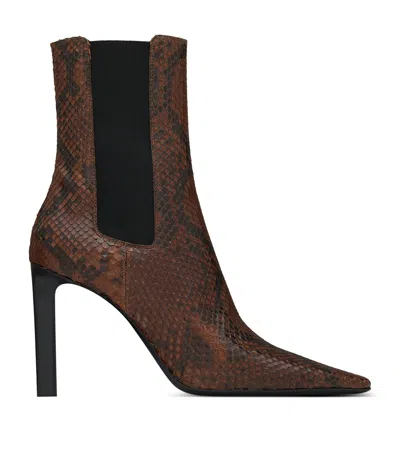 Saint Laurent Snakeskin Francoise Ankle Boots 95 In Brown