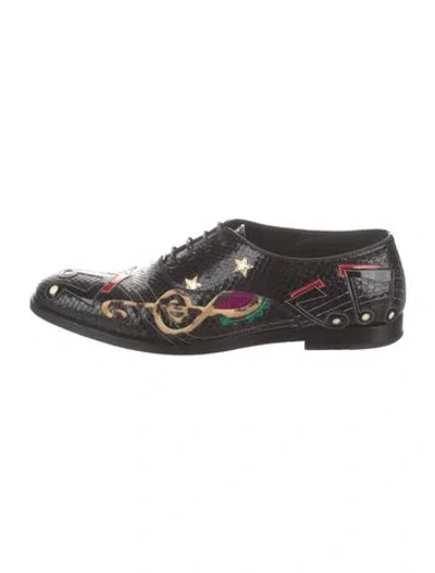 Pre-owned Saint Laurent Snakeskin Patterned Oxfords In Black