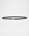 Saint Laurent Snakeskin Skinny Belt W/ Logo Hardware In 1000 Black