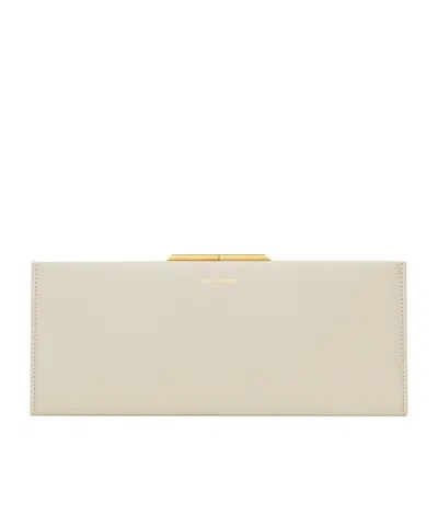 Saint Laurent Snap Clutch In White