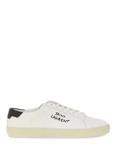 Saint Laurent 10mm Signature Leather Sneakers In White