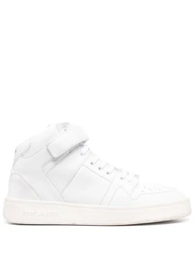 Saint Laurent Lax Sneakers In Washed-out Effect Leather In White