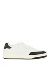Saint Laurent Smooth Leather Sneakers Contrast Panel In White